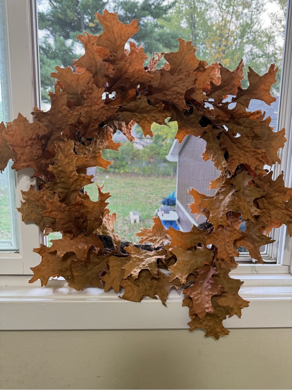 Artificial Brown Oak Leaf Twig Wreath Fall Seasonal Door Decoration